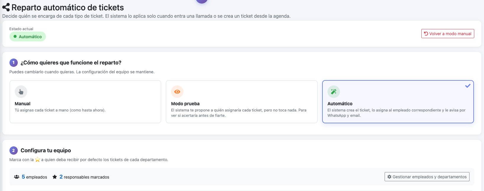 OptimusCall v6.0 - Reparto Automático de Tickets, Tu Equipo Organizado Solo
