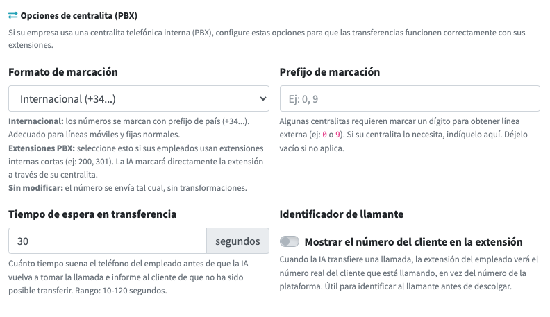 OptimusCall v5.7 - Soporte para Centralitas PBX