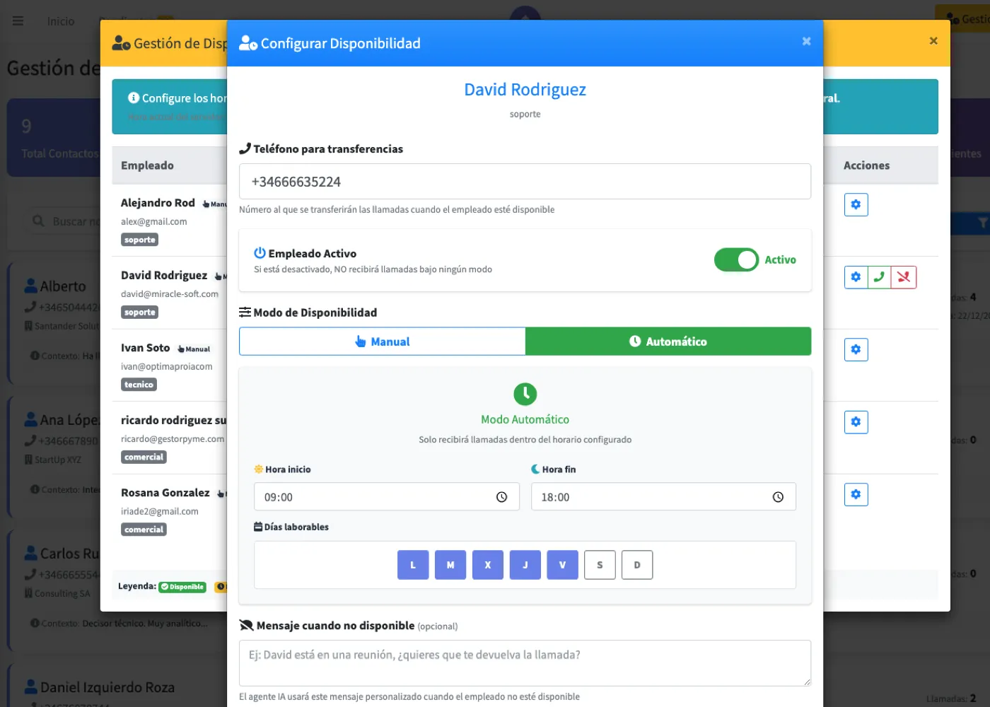 Voice agent para llamadas entrantes - Agente de voz IA recepción de llamadas